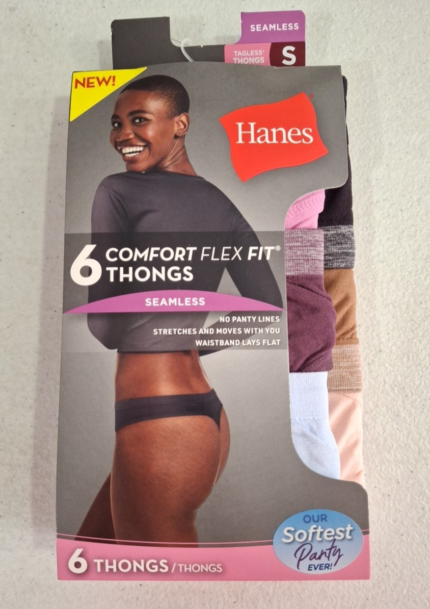 Hanes Women’s 6 Pack Comfort Flex Fit Seamless Thongs NEW Size Small
