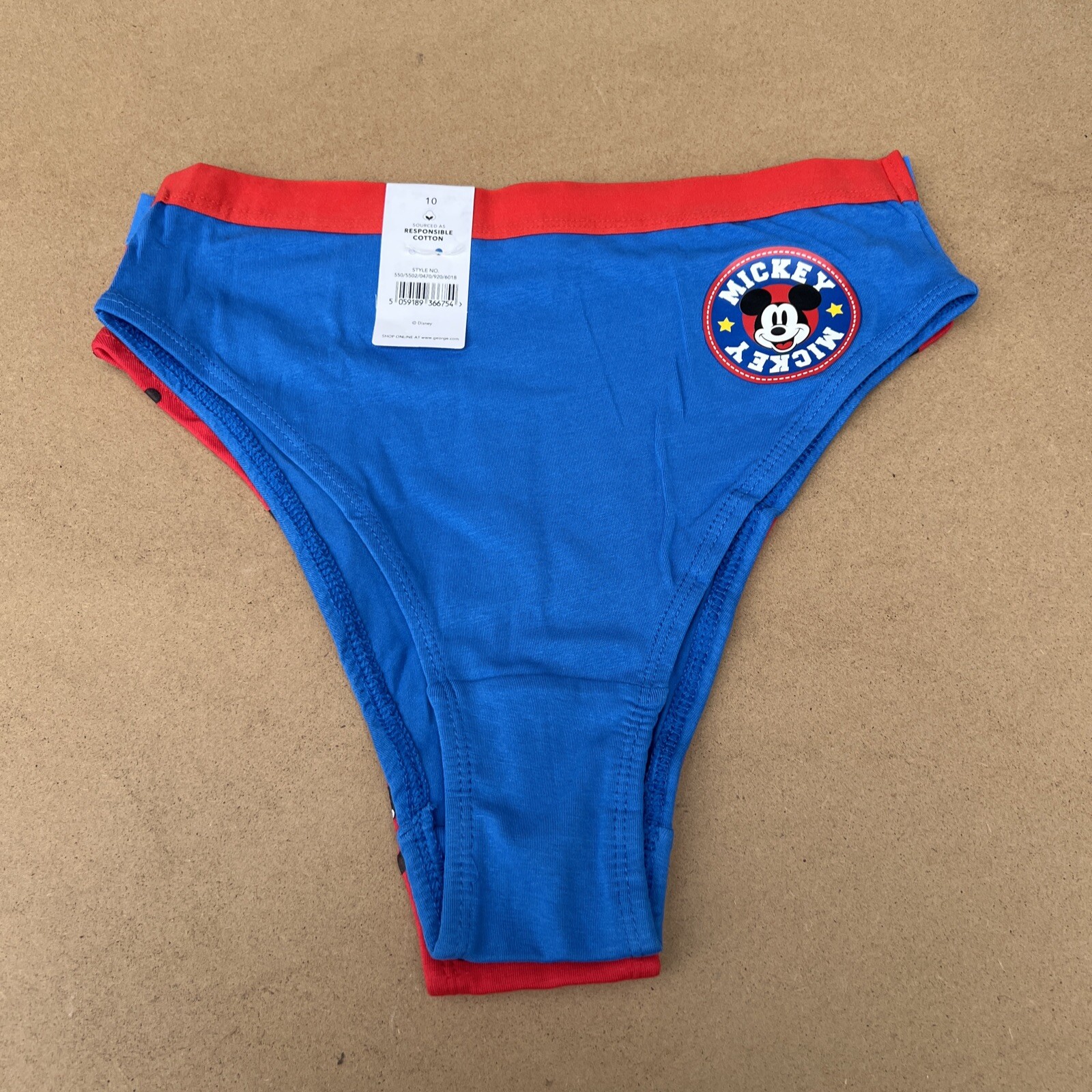 pack 2 Mickey Mouse High Leg knickers panties size 10 BNWT