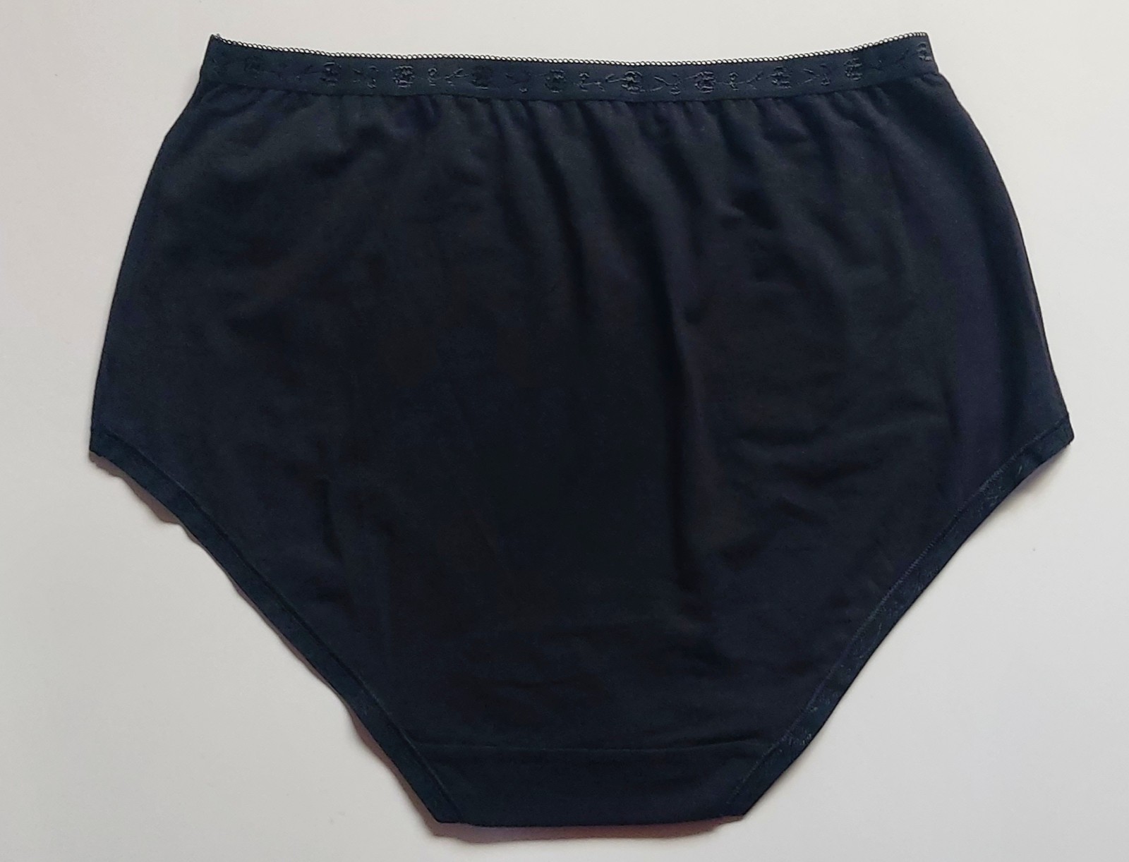 Authentic M & S BLACK Cotton Rich Jacquard Waist High Rise Full Briefs UK 10 -24