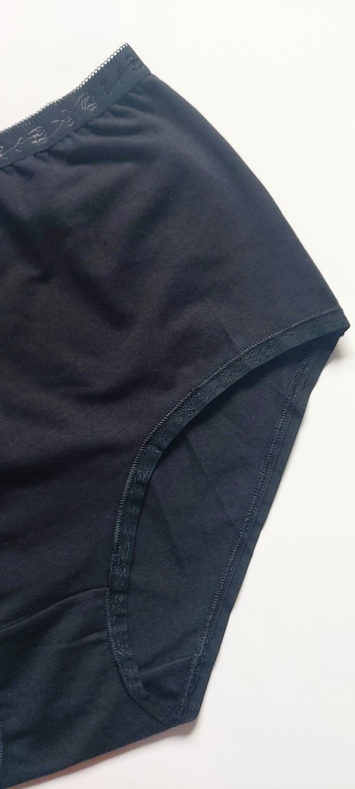 Authentic M & S BLACK Cotton Rich Jacquard Waist High Rise Full Briefs UK 10 -24