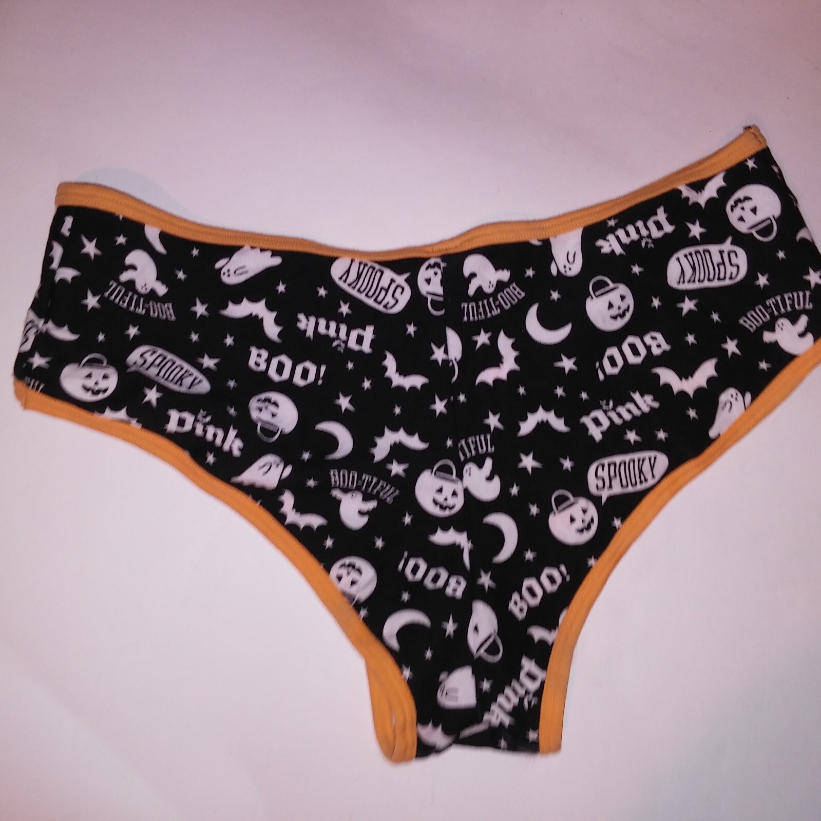 Victoria Secret PINK Panty Cheekster Black Orange White Halloween Ghost Pumpkin