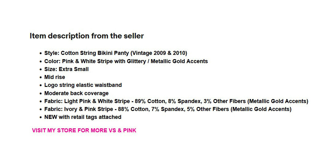 Victoria’s Secret VS Cotton String Bikini Panty Pink Stripe XS VINTAGE