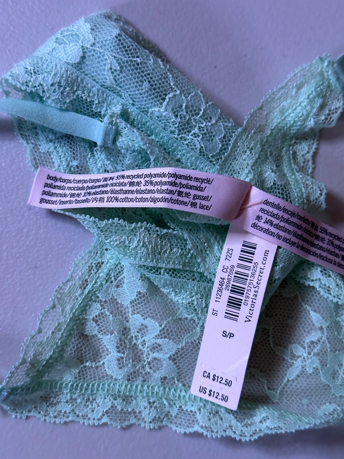 New Victoria’s Secret Underwear Small Green Strap Lacey Trim Daisy Thong/String