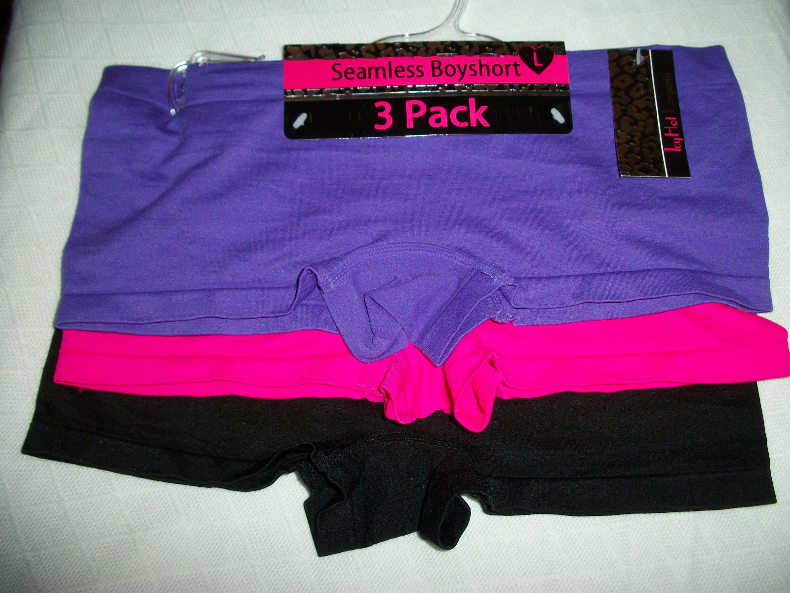 3 PACK LADIES SEAMLESS BOYSHORT BRIEF PANTY SIZE 7 / LARGE MULTICOLOR BY ICY HOT