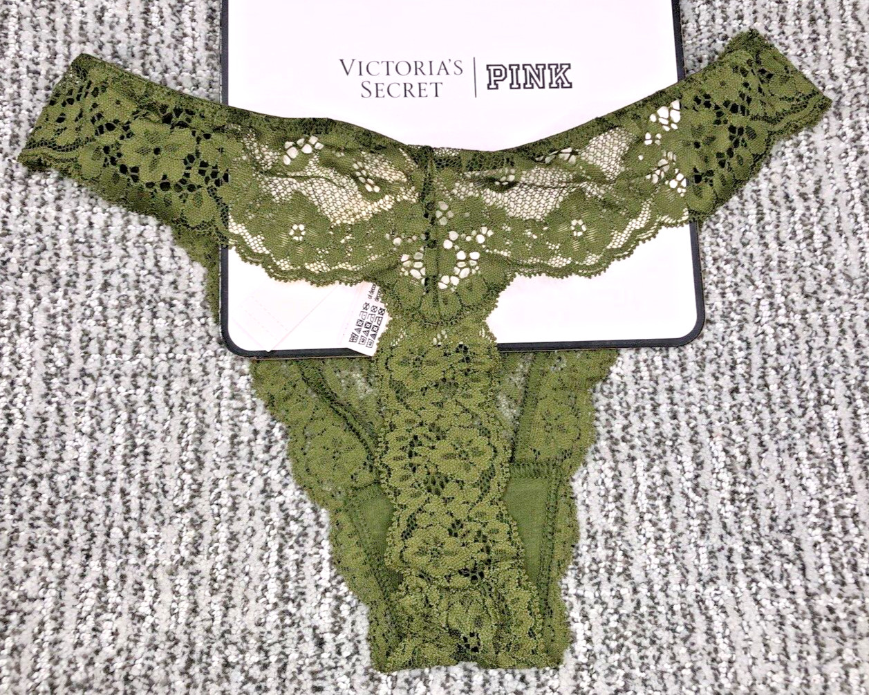 Victoria’s Secret Dream Angels NWT XL Green Lace Thong Panty Sheer Cute