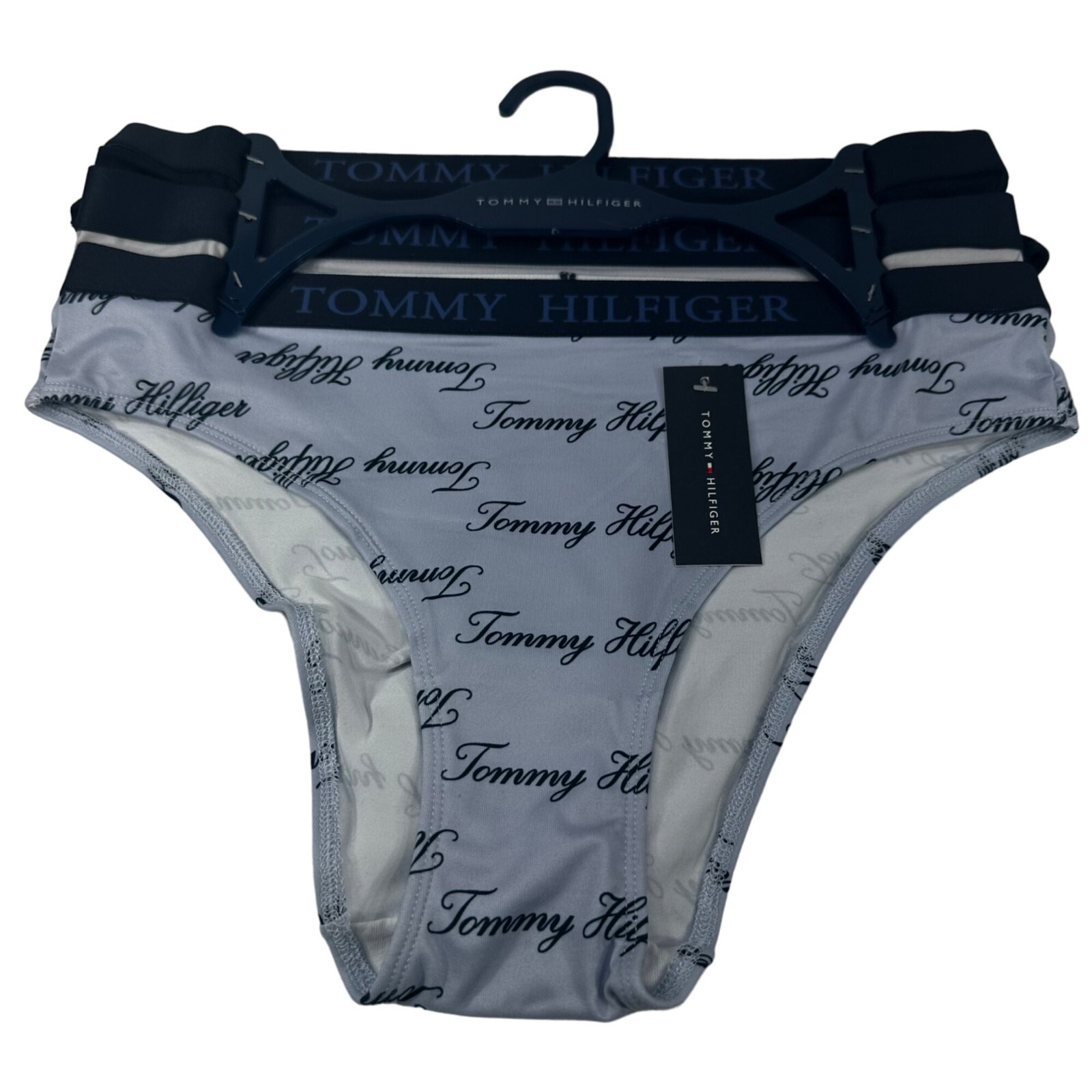Lot Of Three Tommy Hilfiger Women’s Size Medium Panty Bikini Blue Gray Blue New