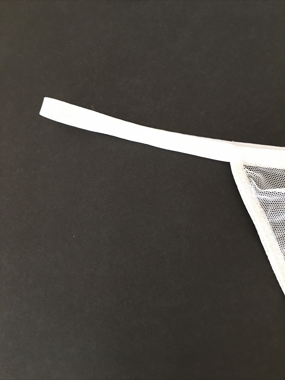 Victorias Secret White Mesh Front V-String Thong Panties Size XL Sheer Bow Back