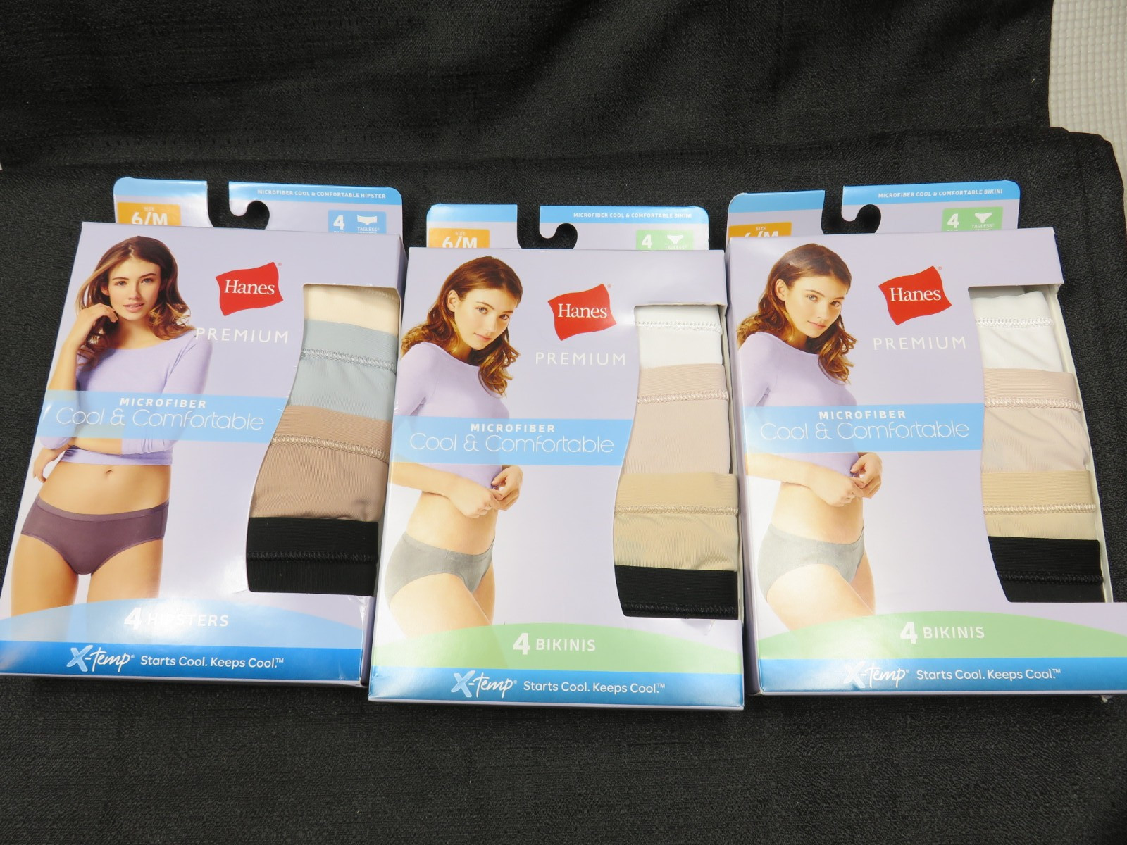3- Hanes Premium X-temp Microfiber Bikini Hipster Panties 4-Pack 6/M Asst Colors