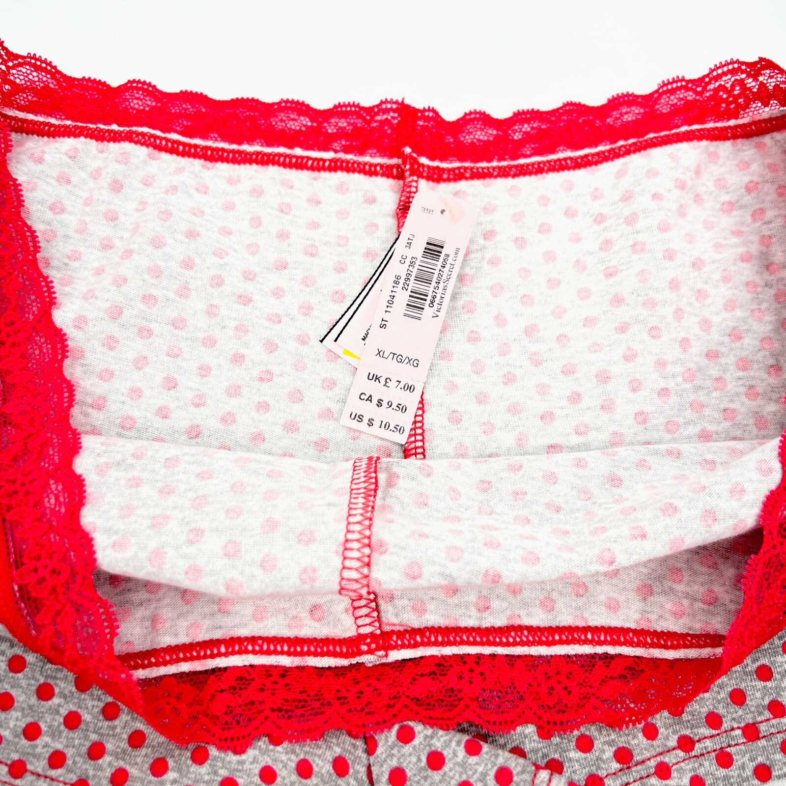 Victoria’s Secret Intimates Shortie BoyShort Mini short Gray Red Polka Dot NWT