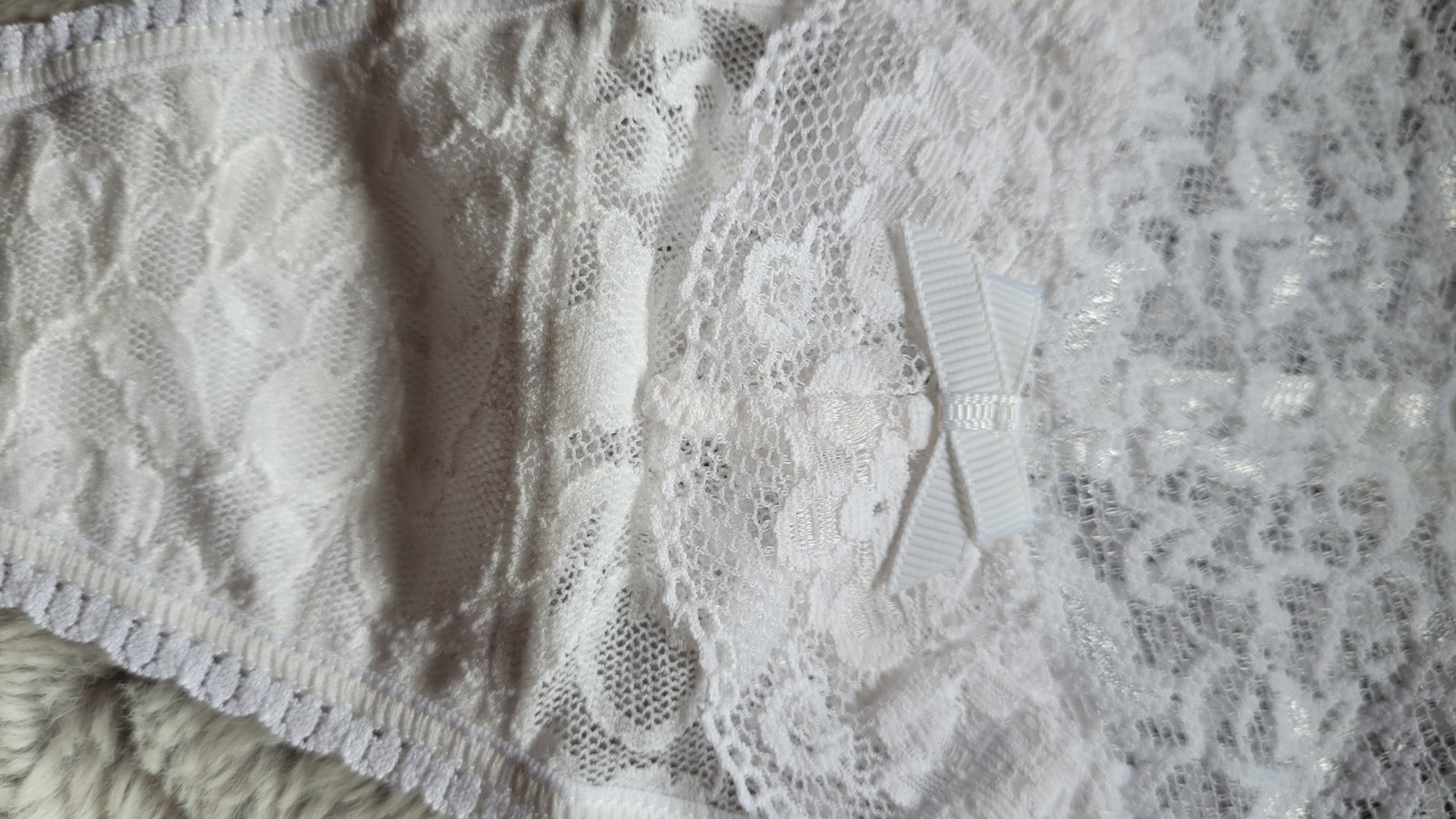 NIP Vtg Victoria’s Secret “BRIDE” White Lace Thong Rhinestone O/S Sexy Panties
