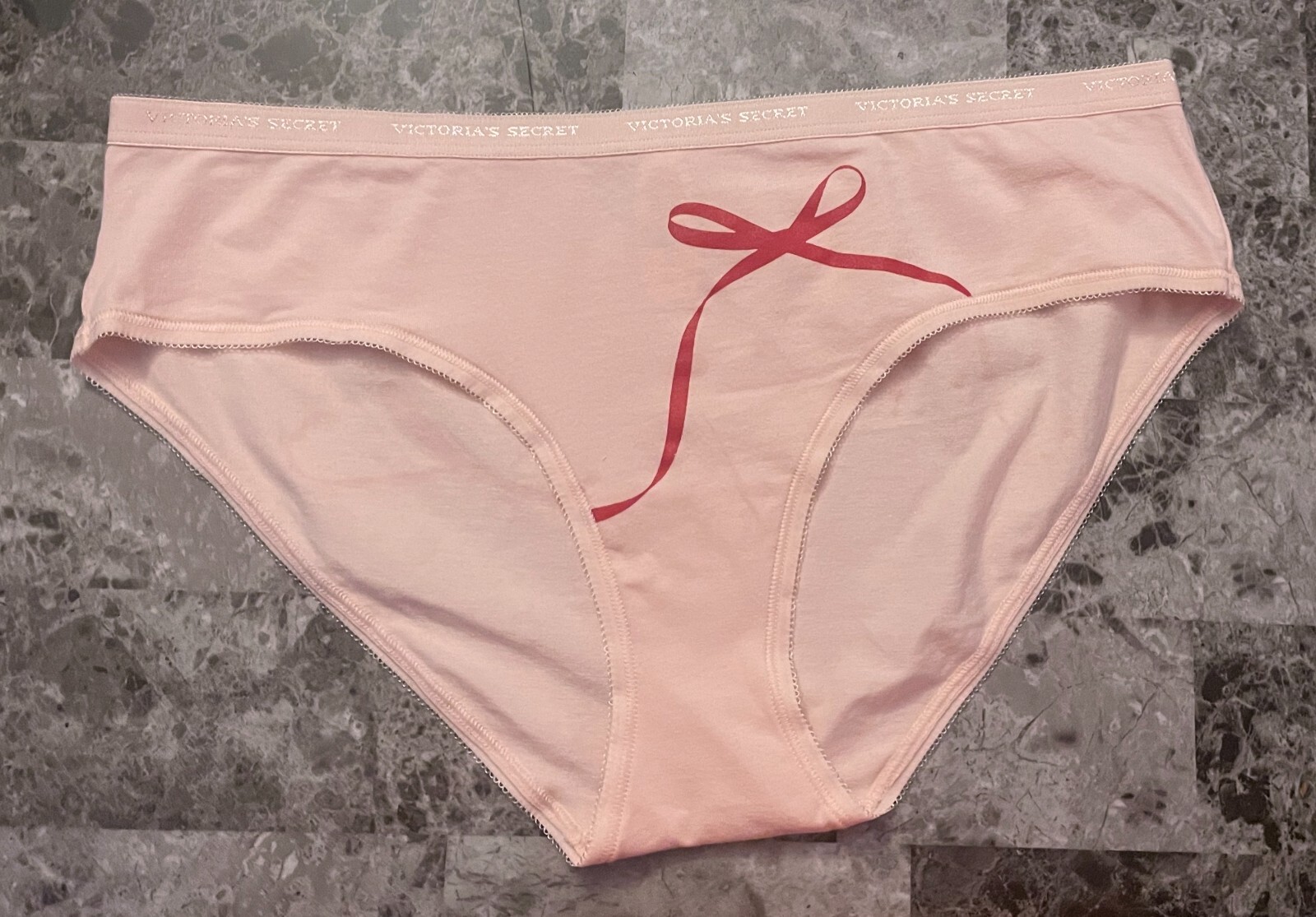 NWT VICTORIA’S SECRET XL PINK RED BOW BEAUTY PICOT BAND RARE HIPHUGGER PANTIES