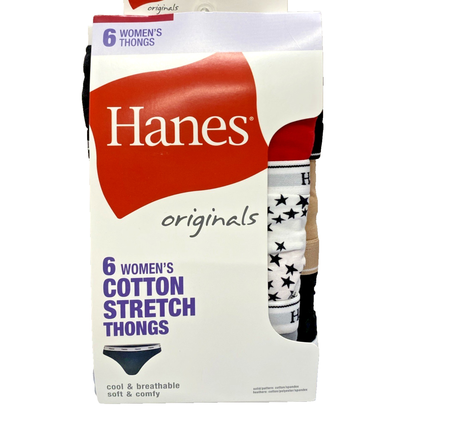 Hanes Women’s 6 Pairs Cotton Thongs Size 5/S stretch cotton small