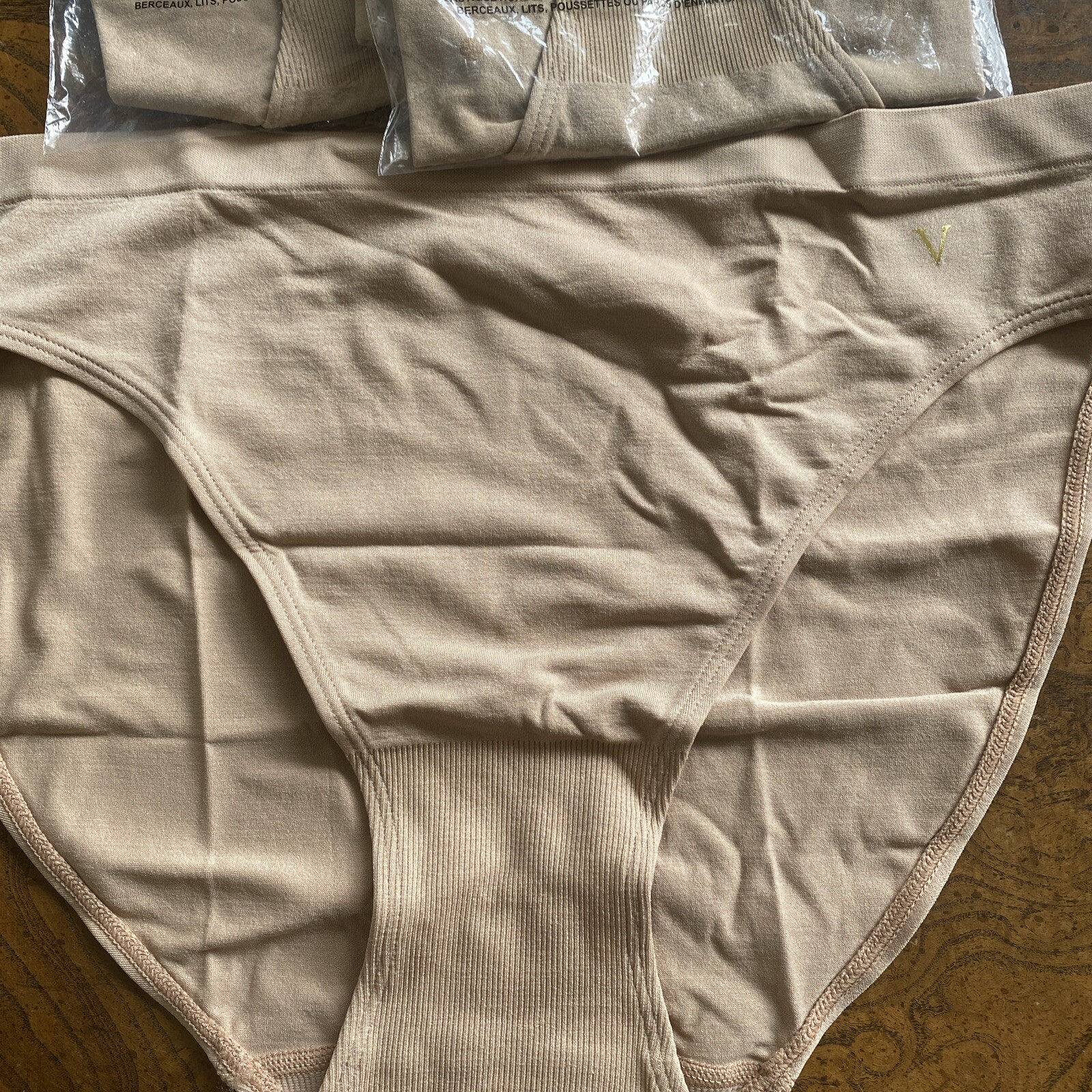 L Beige SEAMLESS FULL COVER Victorias Secret High-Leg Waist Brief Panties 3 Lot