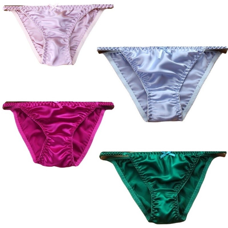 5pcs Womens Pink Brazilians Bikinis Knickers 100% Silk Panties for Hips 38″ XL
