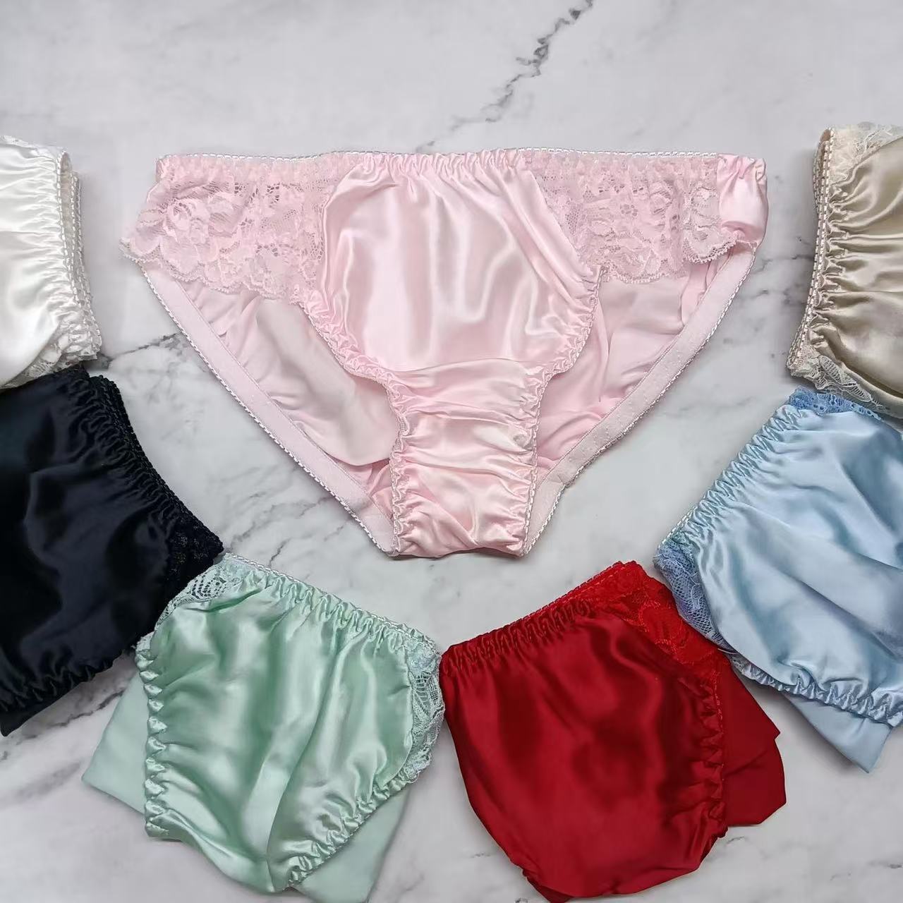 8pcs 100% Silk Women’s Bikinis Panties Lace Size: M L XXL
