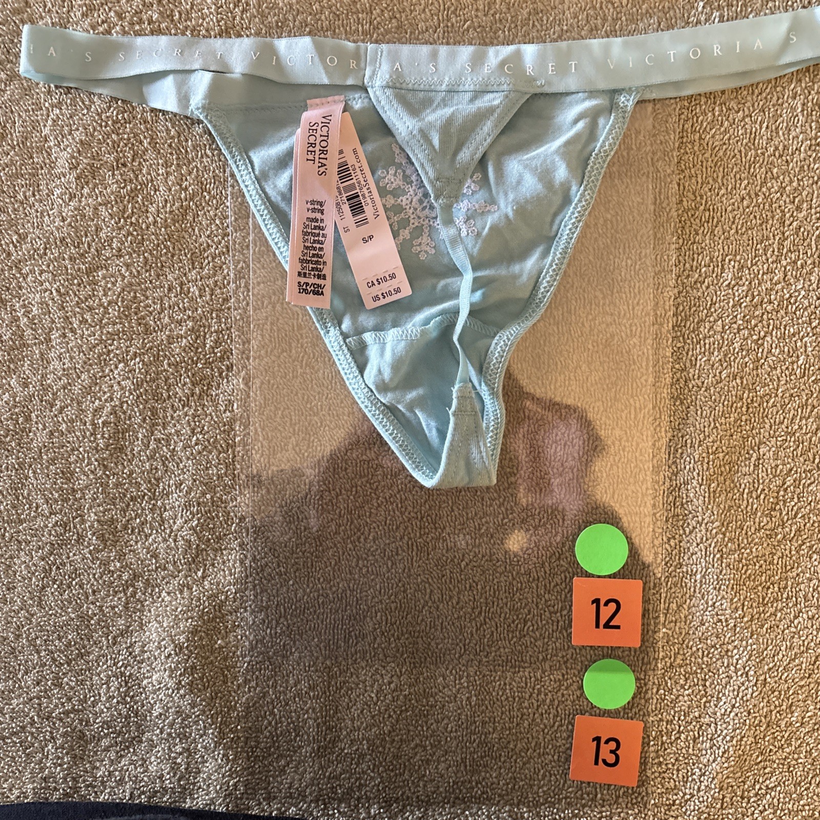 Victoria’s Secret small light blue snowflake V string panties