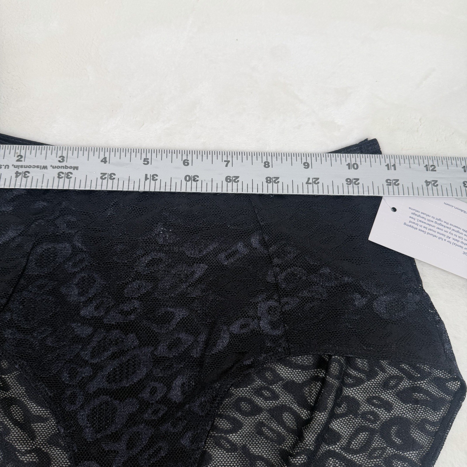 Ruby Ribbon Size Small High Waist Black Lace Brief Style 1782 Sheer