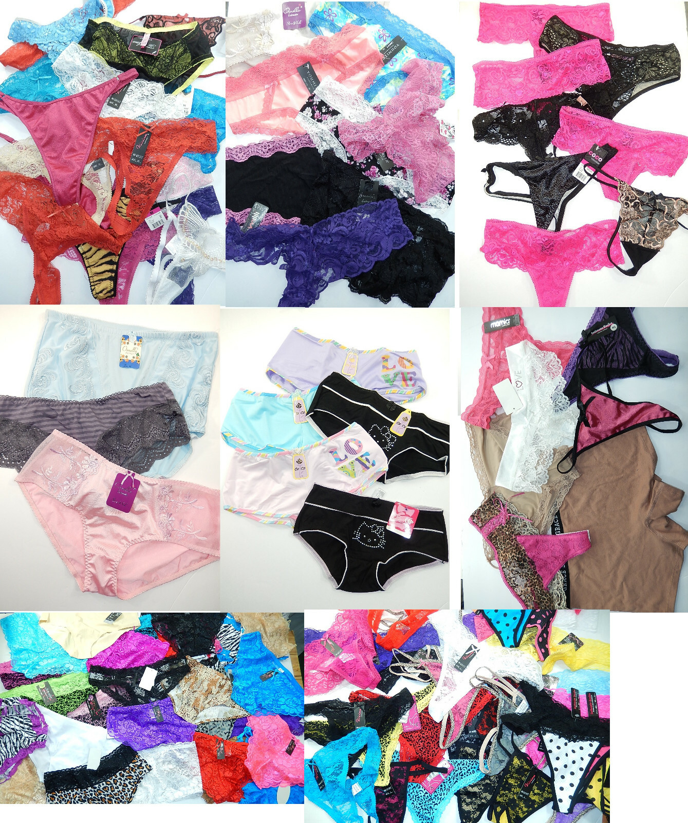 10, 12, 24 or 36 pc WHOLESALE WOMENS THONGS BOYSHORTS BIKINI PANTY MIX LOT S-2X