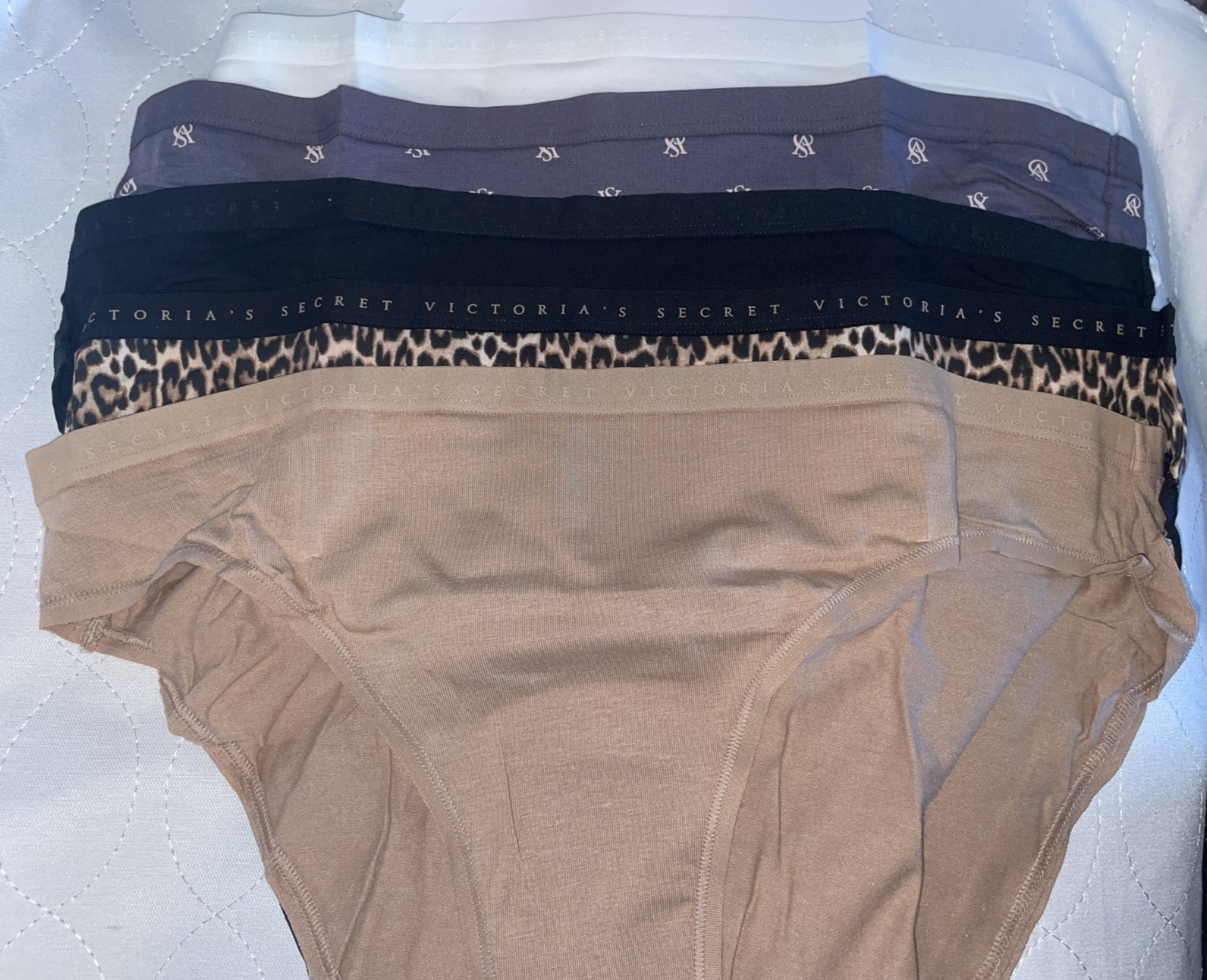 Victoria Secret Bikini Panties 5 pack size XL cotton Modal VS logo NWT Seamless