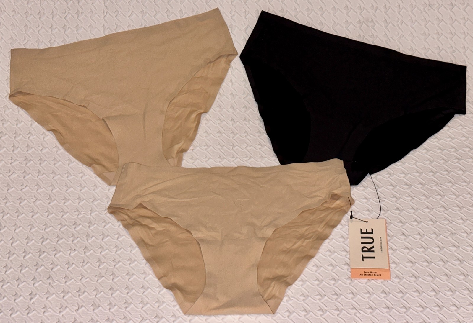 TRUE AND CO Body 3 Pk Nude Black All Stretch Bikini Panty Womens O/S fits XL-3X