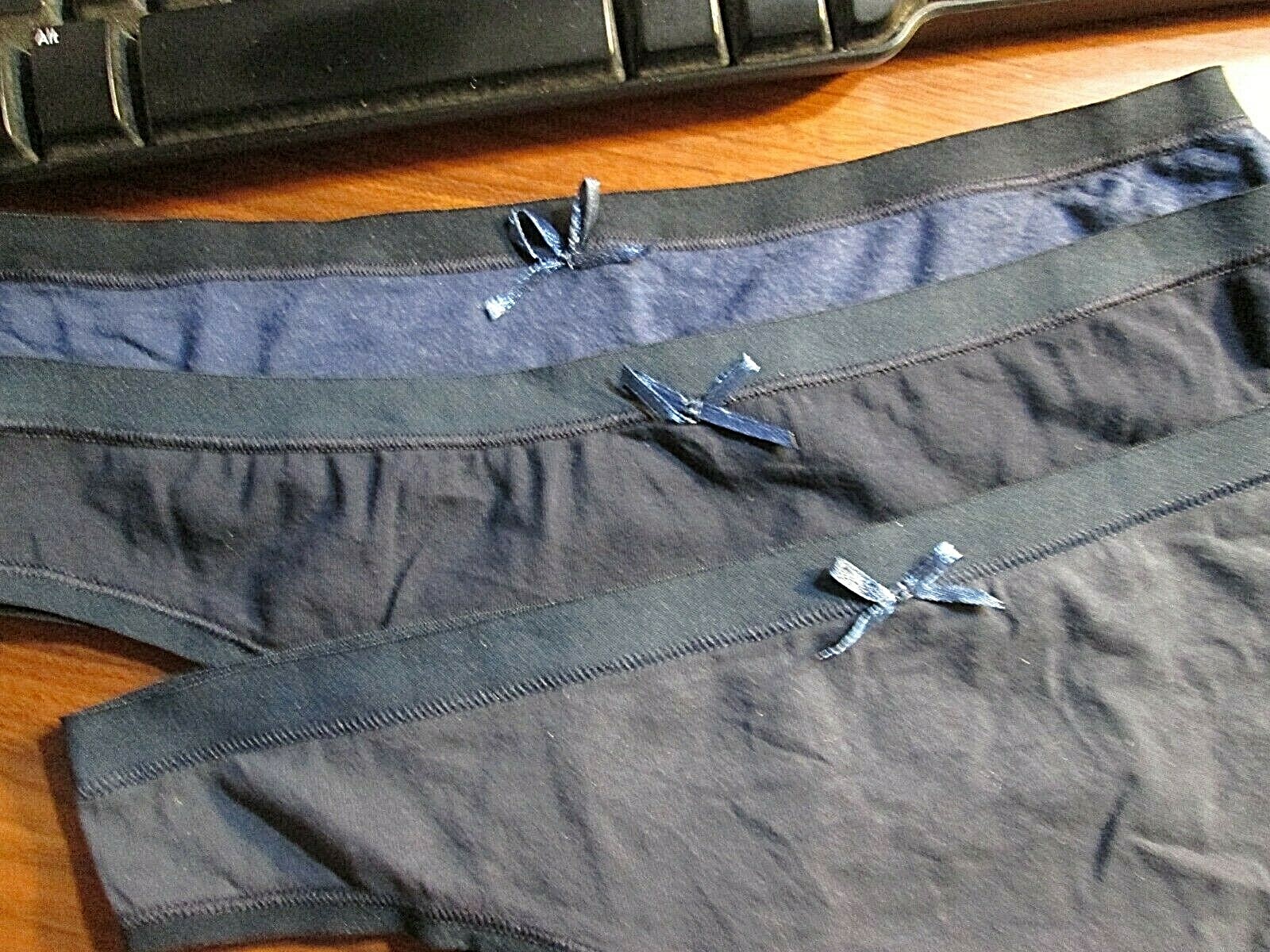 3 New 95% Cotton Thong Panties 💕Size M Set 3 Various Colors of Navy Blue