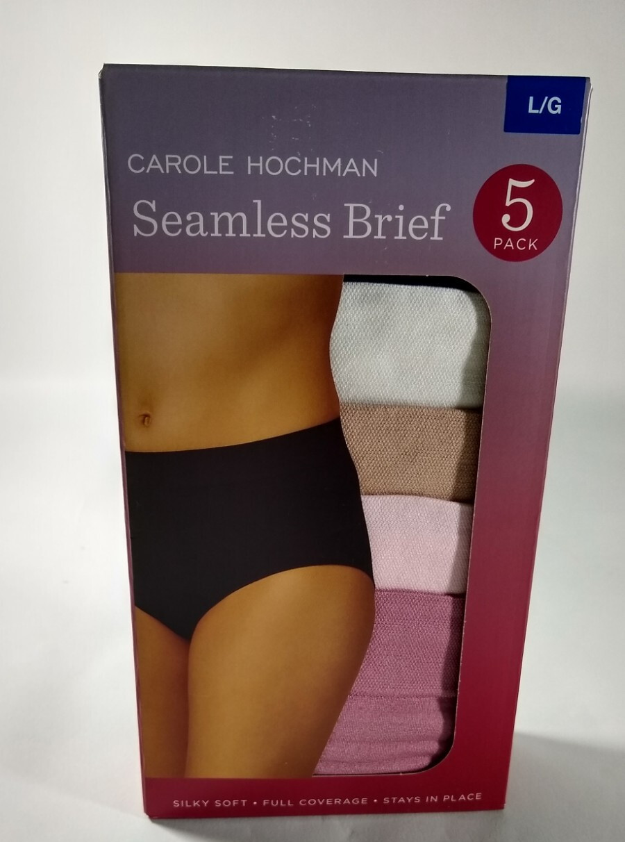 NWT Carole Hochman Womens 5 Pack Seamless Briefs Size Large Black Pink Tan White