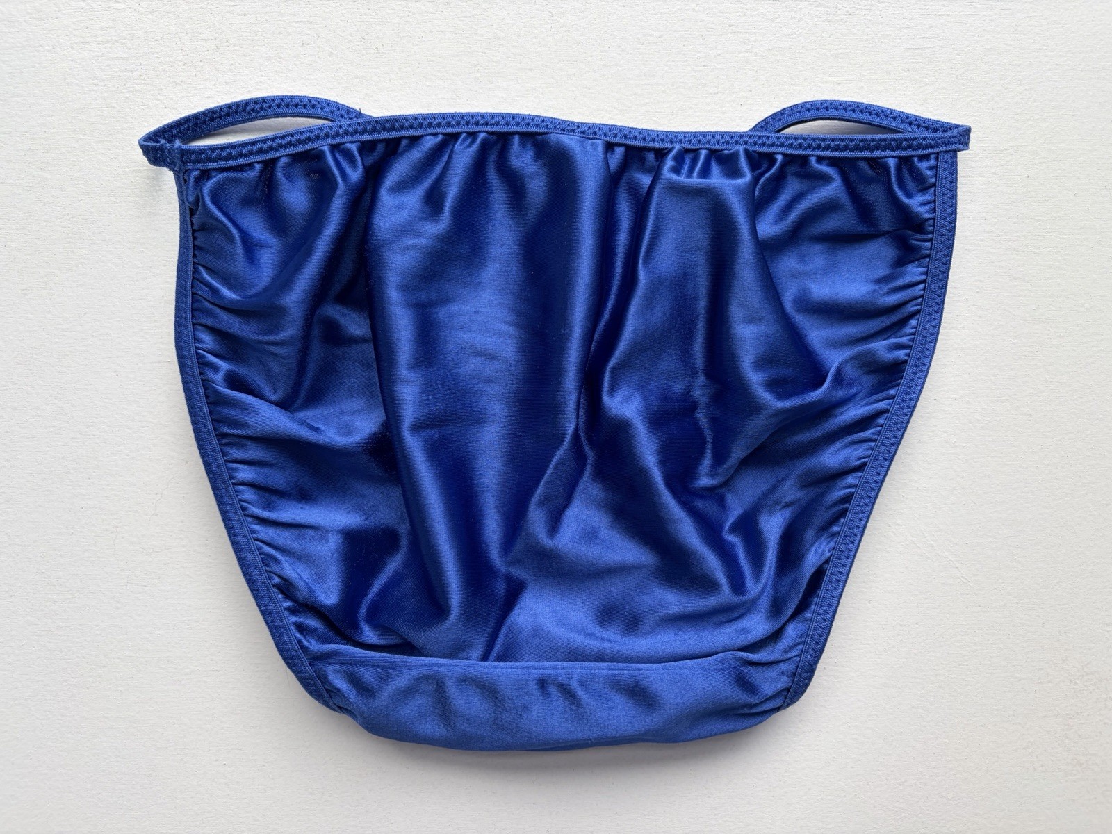 Victoria’s Secret Second Skin Satin String Bikini Panties Royal Blue Vintage