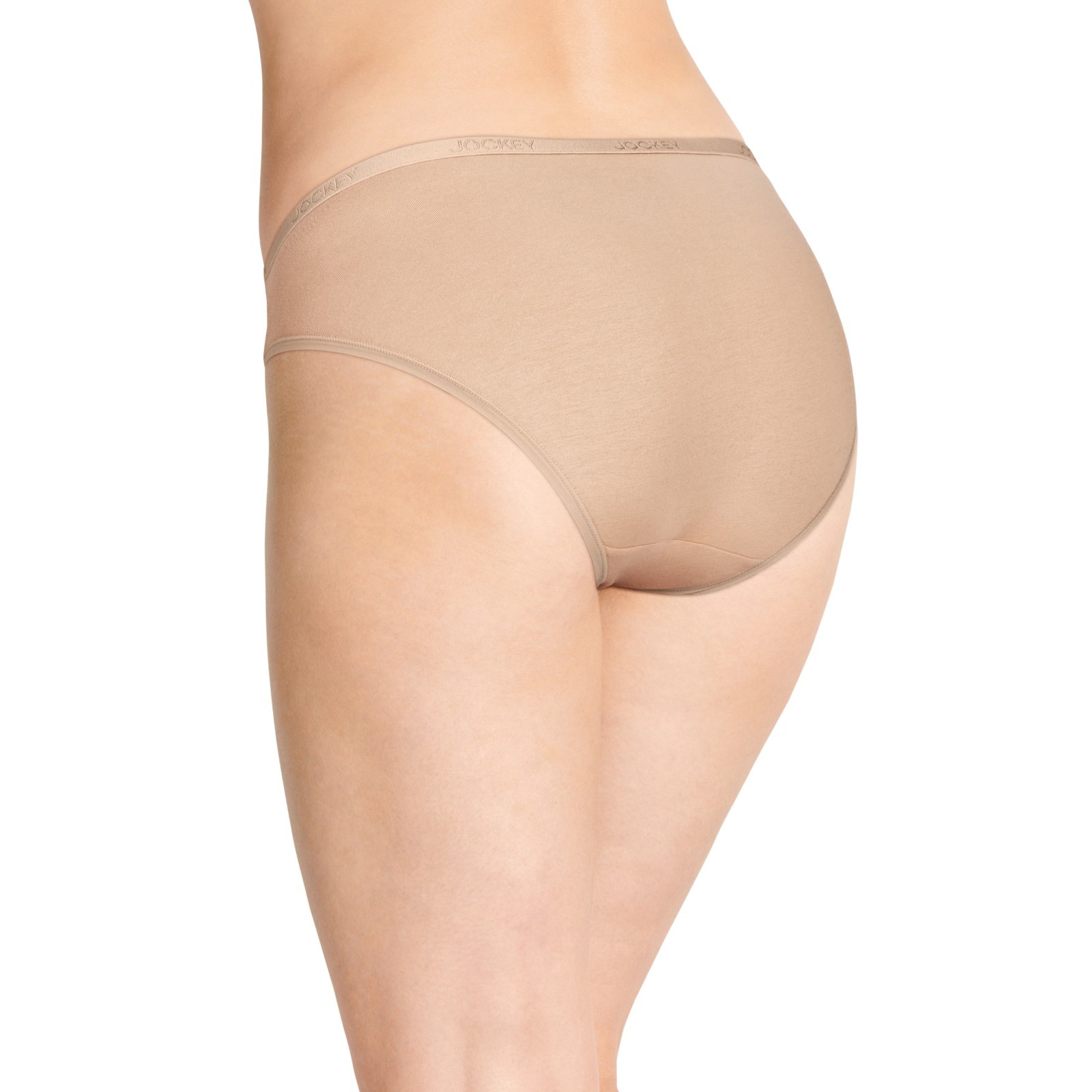Jockey Women’s 5-Pack Organic Cotton Stretch Bikini, Beige, Size L