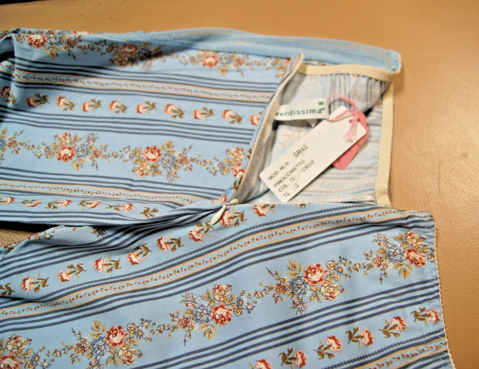 Verdissima Blue/Brown Cotton Pinocchietto Stripe/Floral Patterned Capri Pants