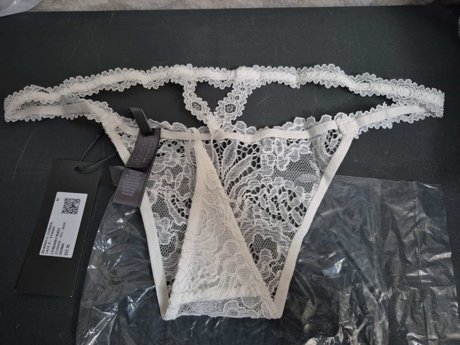 Savage X Fenty Romantic Corded Lace G String Pantie White Size X-Large