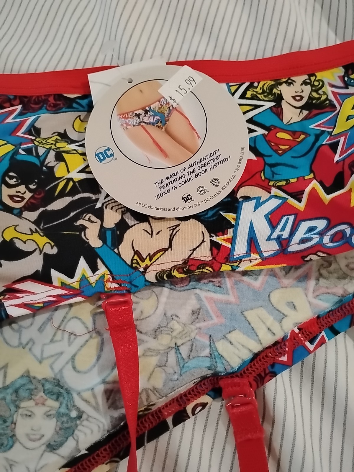 Wonder Woman Comic Pantie Removable Garter 2X Plus Girl Power Fan Wham Bam Crash