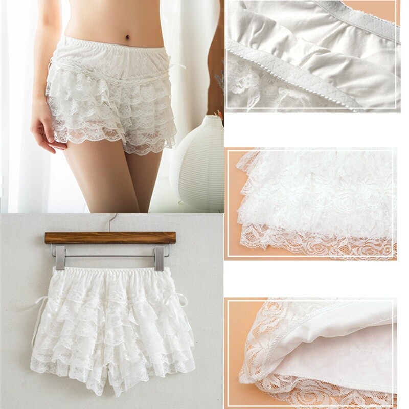 Lace Underwear Bloomer Ruffle Skirt Layered Shorts Panties Brief Petticoat Sweet