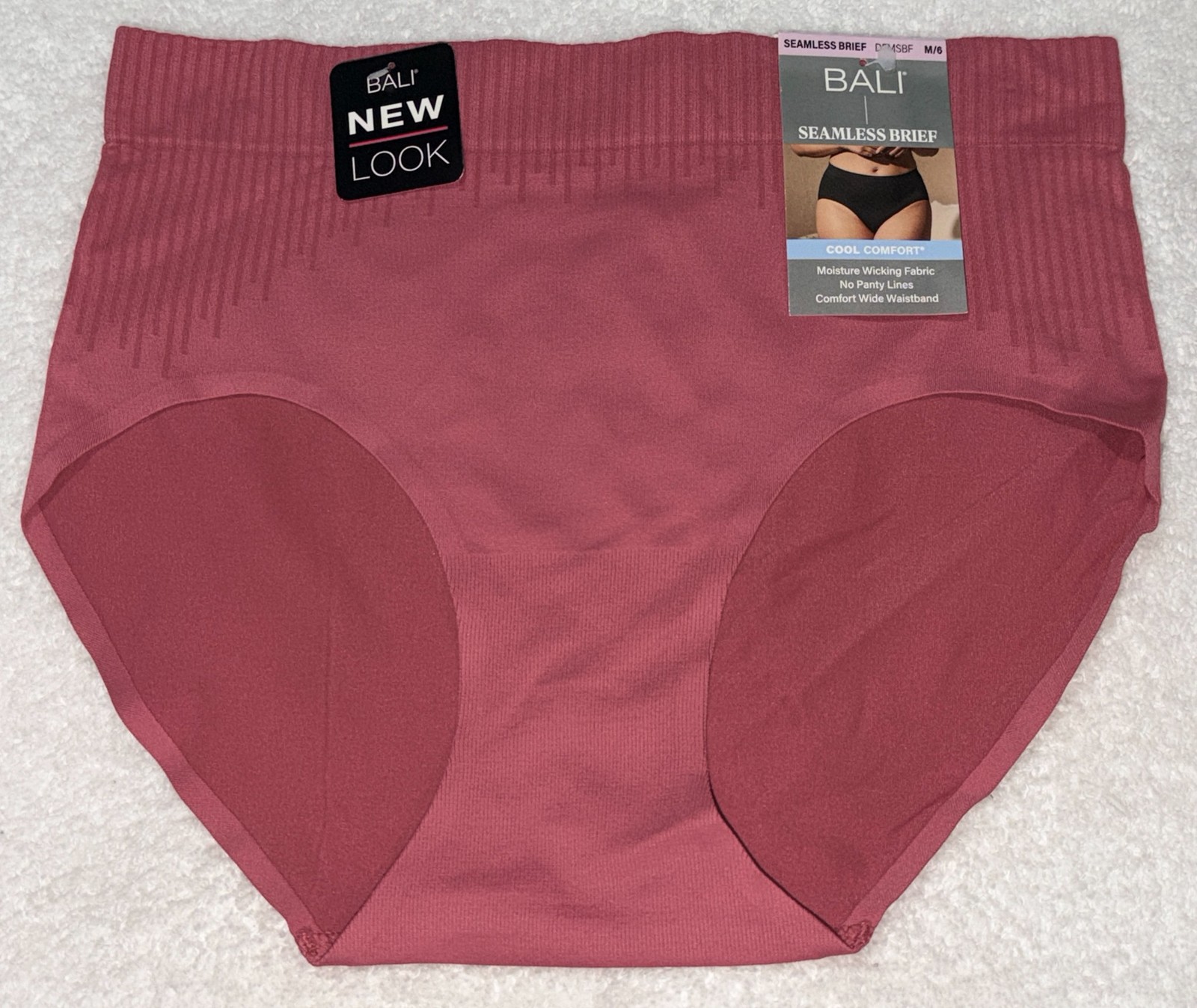 BALI Comfort Revolution Modern Seamless Dusty Pink Brief Panty Womens Sz M L 2XL