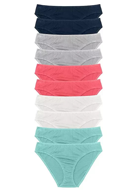 Freemans Pack of 10 Everyday Briefs in Multi Size UK 14 (fj96-10)