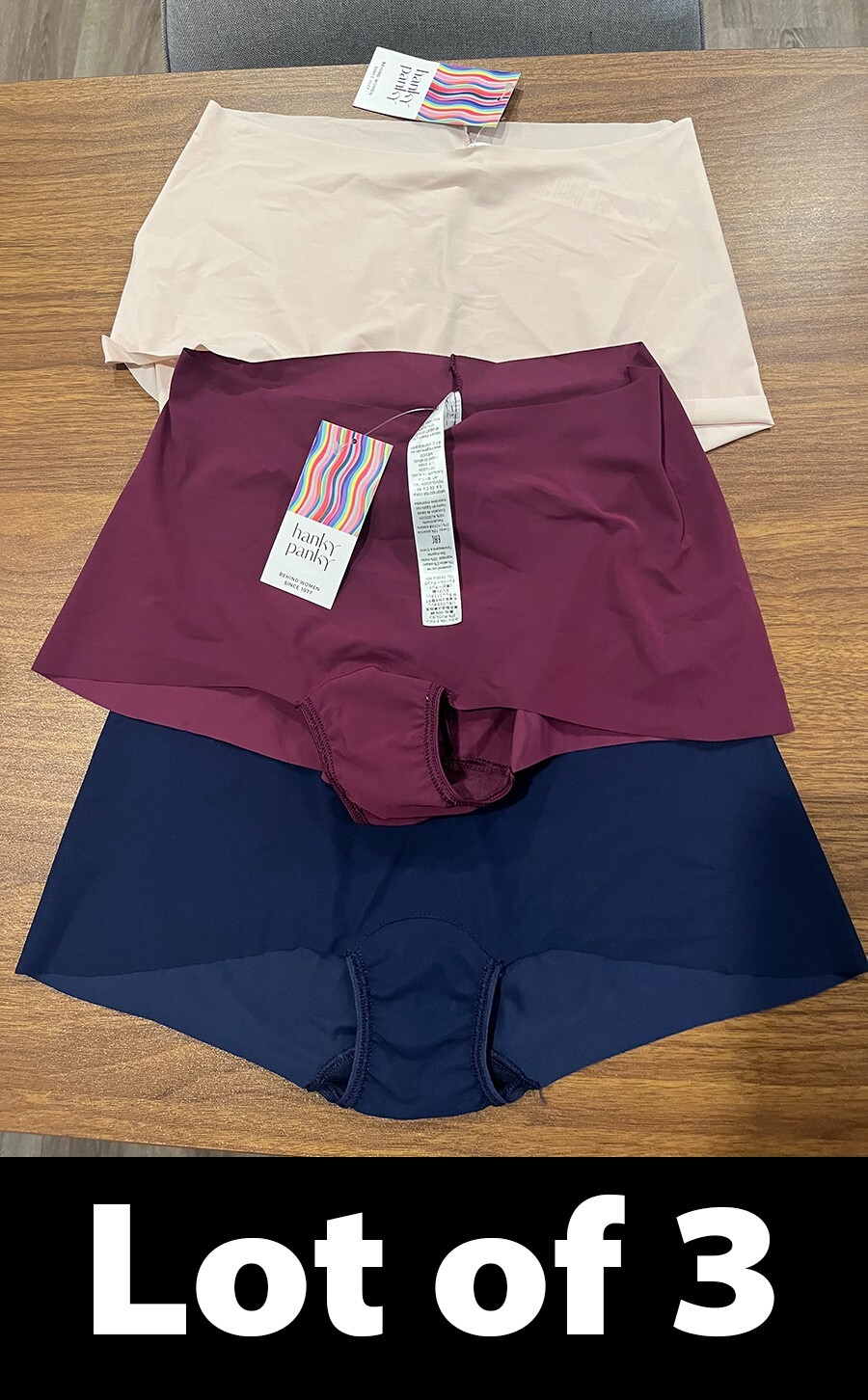 Lot/3 Hanky Panky 6J1281B Womens BreatheSoft Boyshort, DNDL, DCHR, BCRM Size M