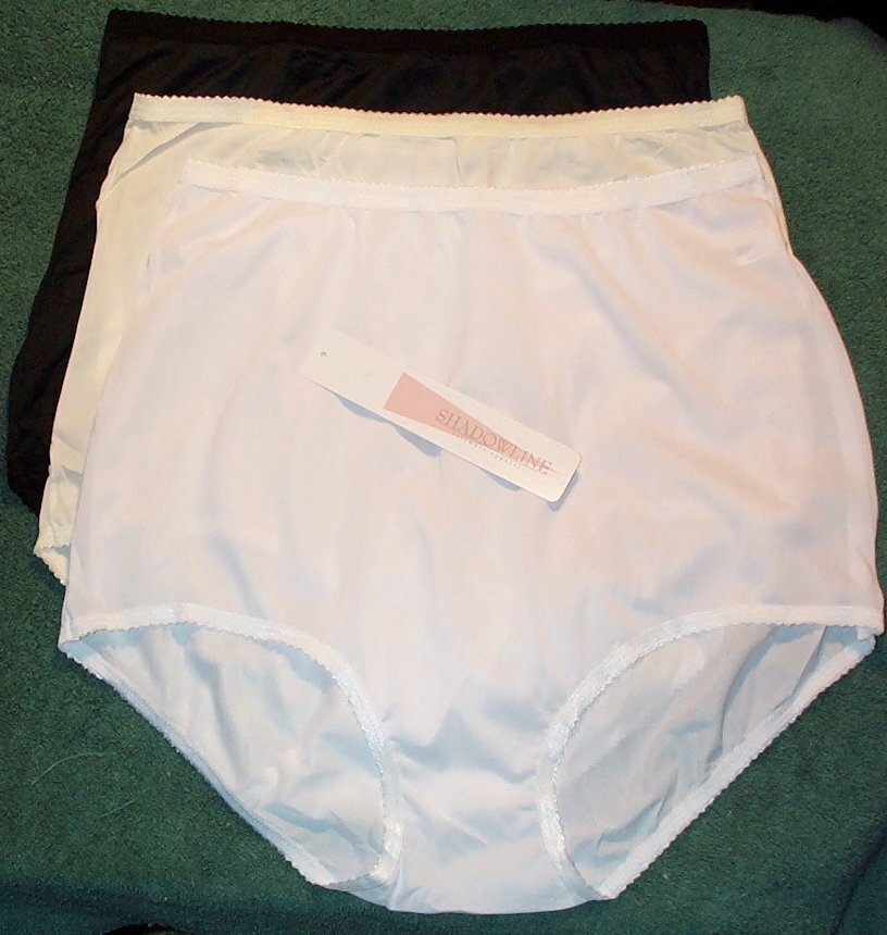 3 Pair Size 6 Assorted Nylon Full Brief ShadowLine NO Cotton Crotch or Seams