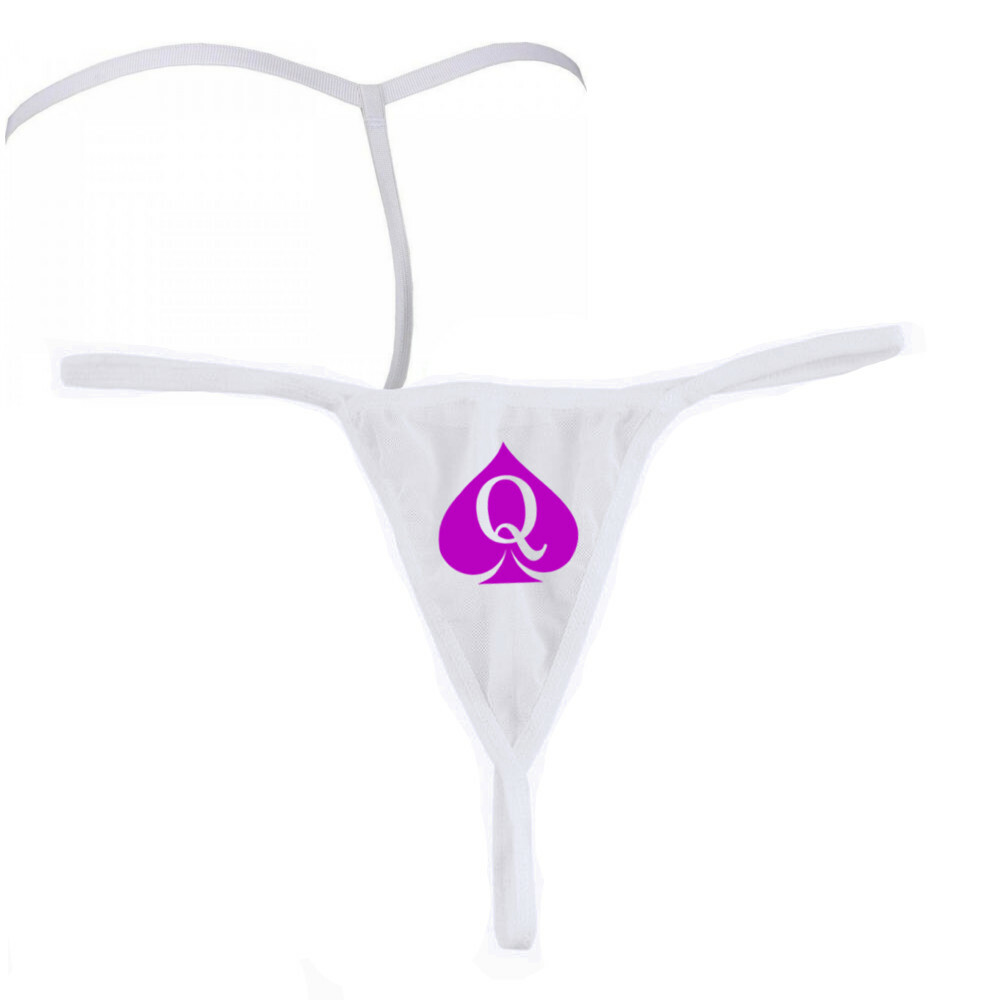 White Queen of Spades Sexy G-String for Hotwife Swinger BBC Cuckold Lifestyle