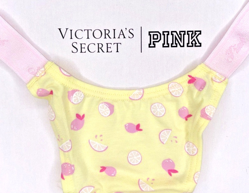 Victoria’s Secret PINK NWT XL Yellow Micro Thong Panty Fruit Spellout Sexy