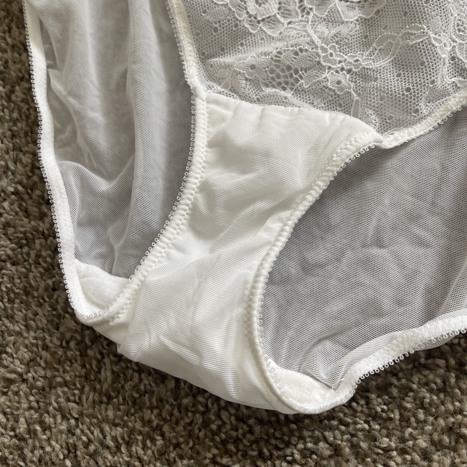 Vtg Gilligan O’Malley Panties White Mesh Lace Sheer 8 XL Sexy Wedding Hicut