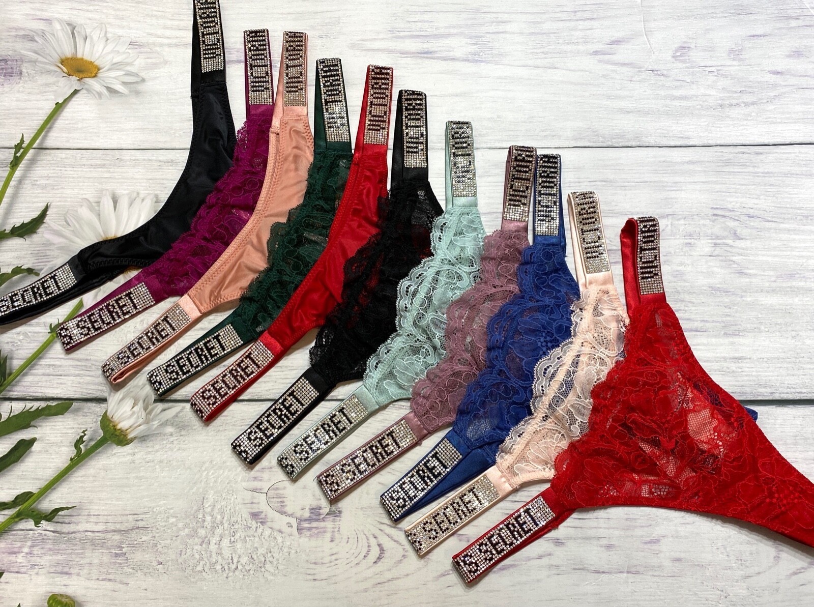 Victoria’s Secret Shine Strap Thong Bling Very Sexy Panty Rhinestone All Sizes