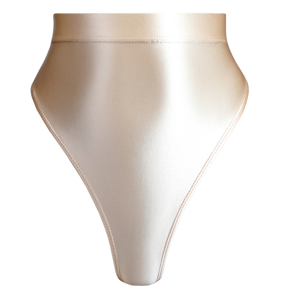 Women Sexy Shiny High-Waisted Panties Glossy Gymnastics Briefs Inner Outer Wear