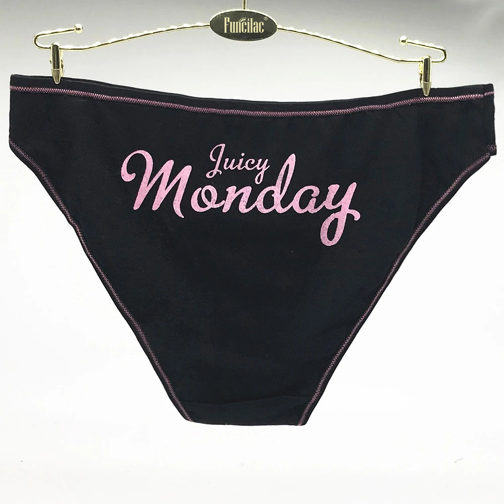 Low Rise Cotton Panties Letter Print Women’s Soft Breathable Briefs 7 Pcs