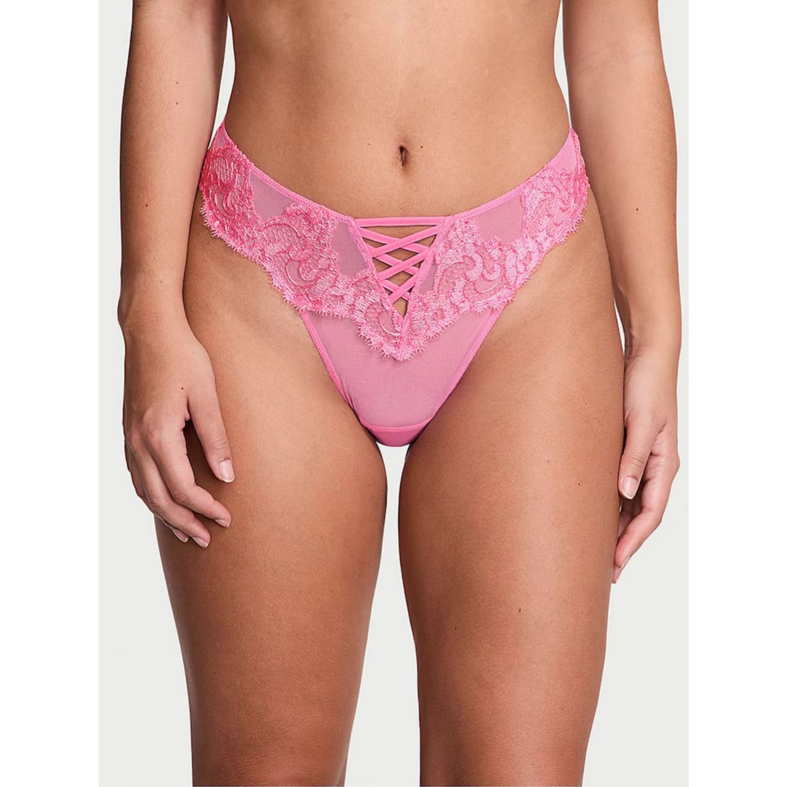 LARGE {Victoria’s Secret} Pink {Lace} Brazilian Slip Panty