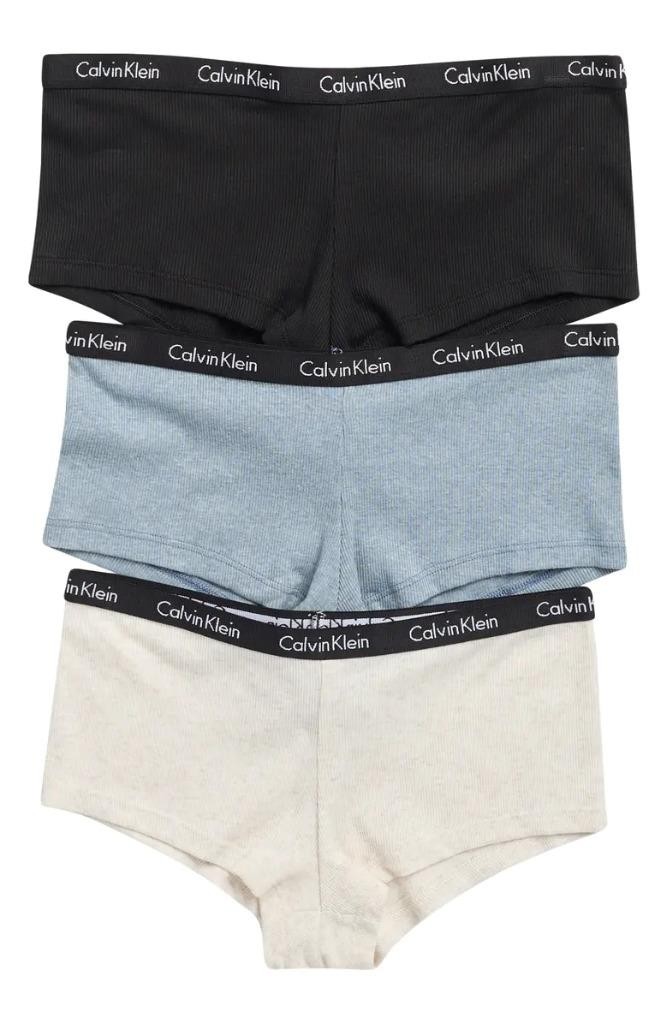 Calvin Klein 3-Pack Cotton Blend Rib Knit Boyshorts Size Small