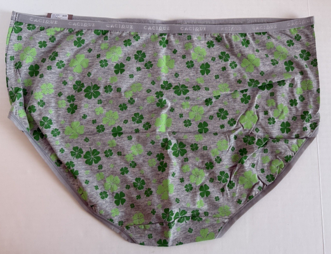Lane Bryant Cacique 22/24 Gray Green Shamrock Cotton High Leg Brief Underwear