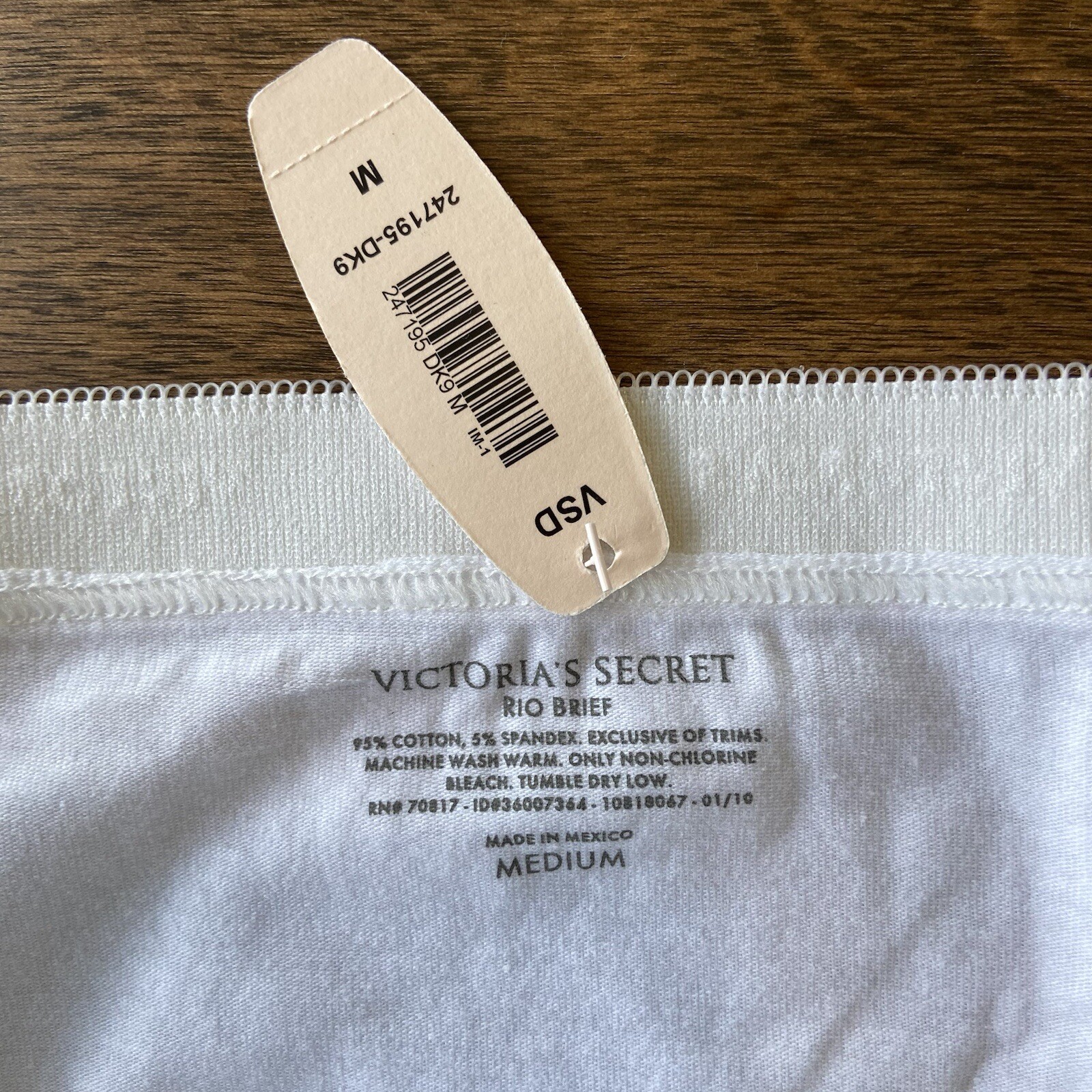 Victoria’s Secret Vtg Cotton Signature Rio Brief Panty Medium White 01/10- NWT