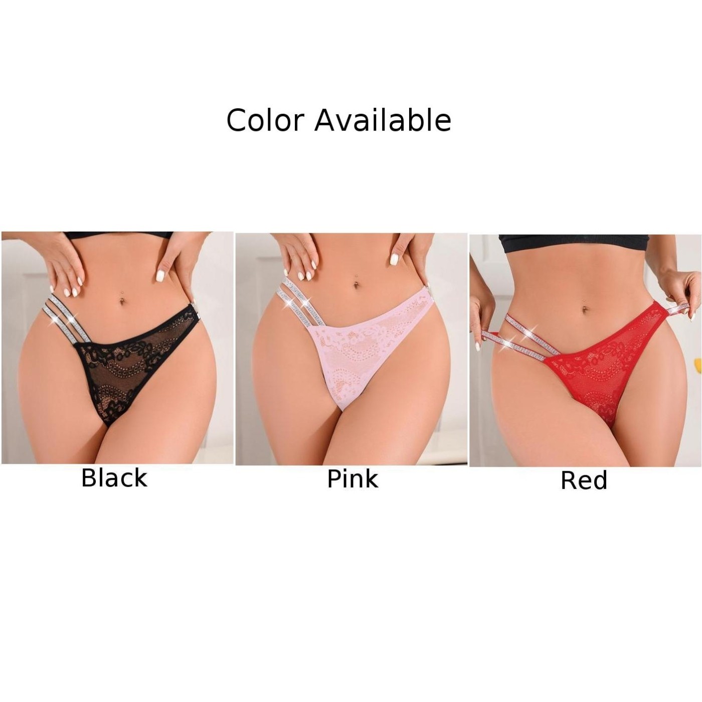 Comfortable Lace Briefs for Women Low Waist Thin Straps in Multiple Colors