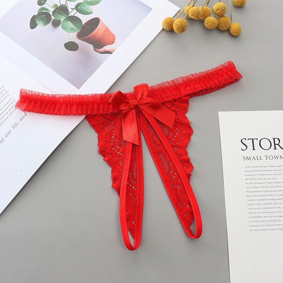 Sexy Women Lace Thong G-string Panties Lingerie Underwear Crotchles T-back Brief