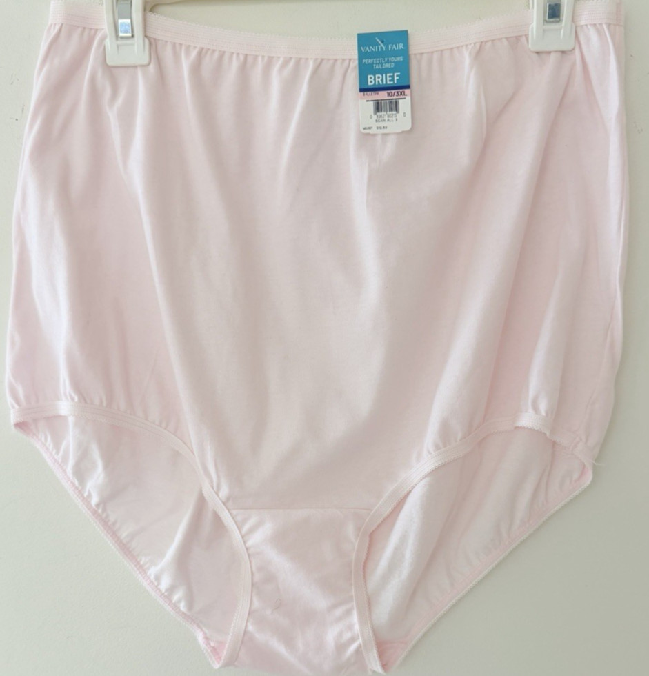Vanity Fair Perfectly Yours Tailored Cotton Brief 15318 Pink/YellowY 10/ 3XL NWT