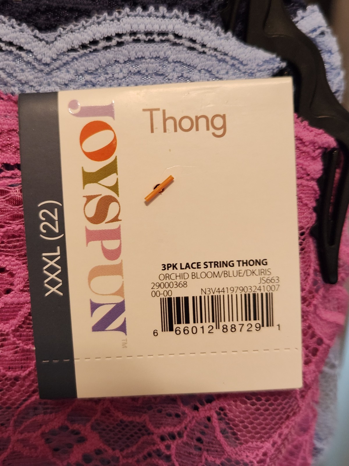 Joyspun Women’s Lace String Thong Panties 3 Pair Brand New Pretty Floral XXXL 22